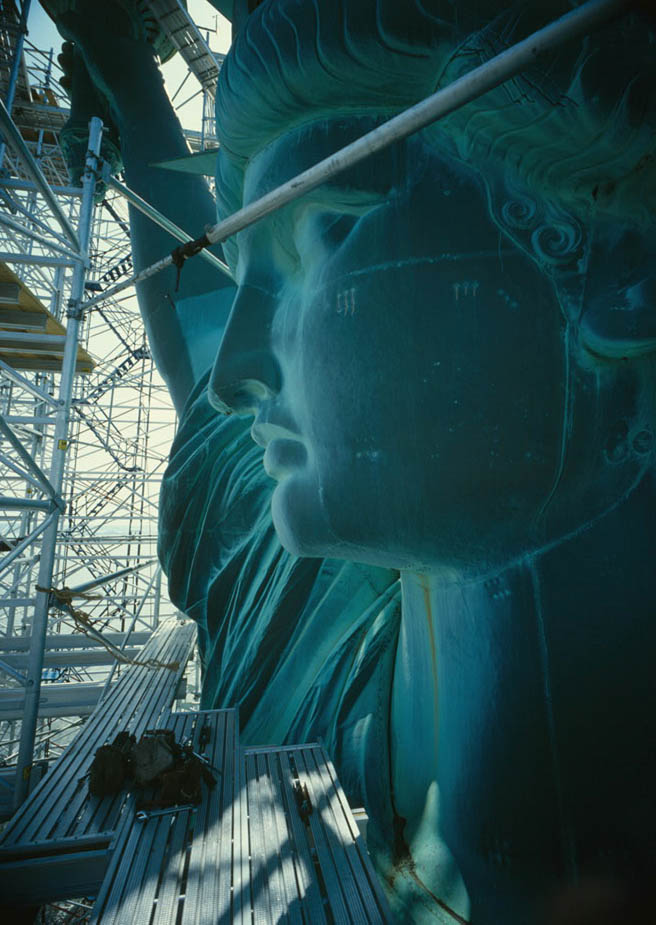 Photograph of Statue of Liberty with Scaffolding